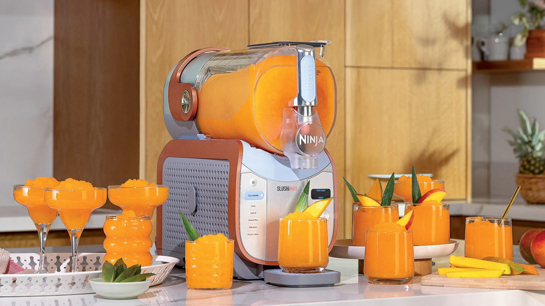 a Ninja SlushiMax maker alongside beverages