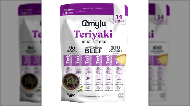 A package of Amylu Teriyaki Beef Sticks.