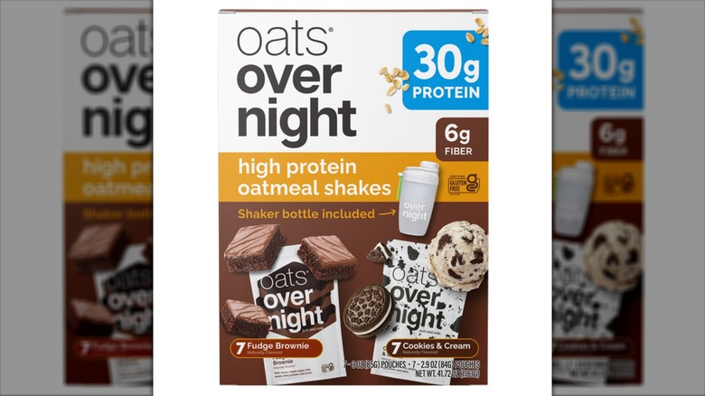 A box of Oats Overnight High Protein Oatmeal Shakes.