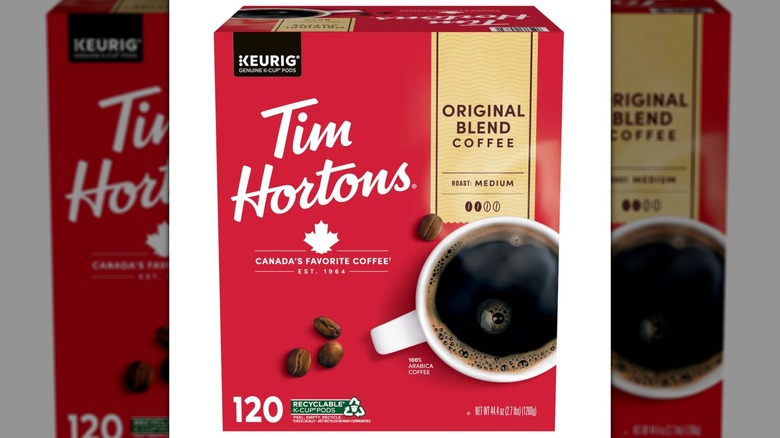 A package of Tim Hortons Coffee Original Blend K-Cup Pods
