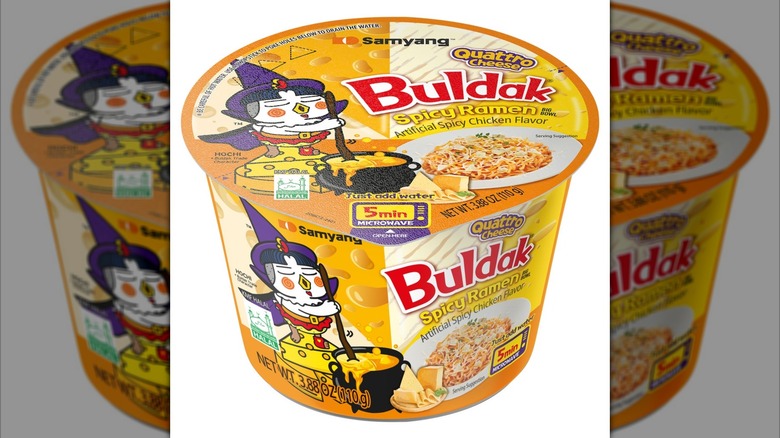 A Quattro Cheese-flavored Samyang Buldak Spicy Ramen Bowl