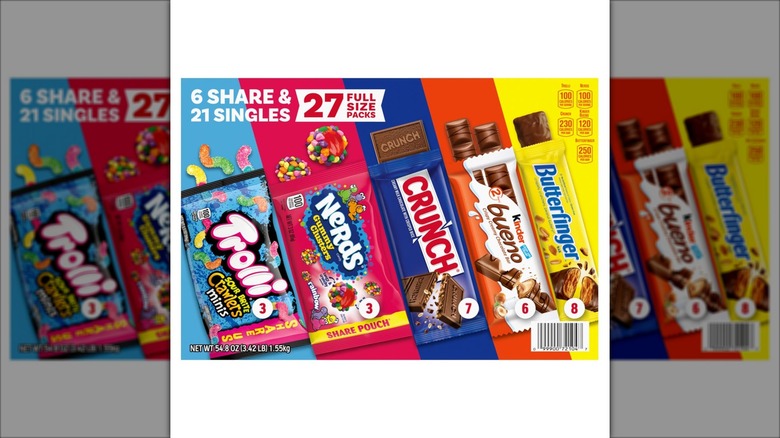 A set of candies sits against a white background.