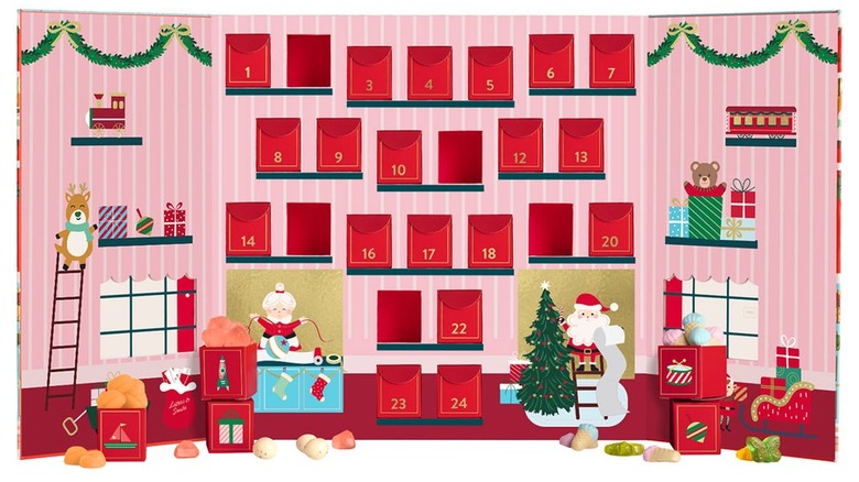 An advent calendar sits open.