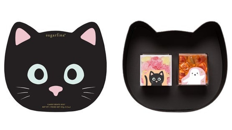 A cat bento box sits against a white background.
