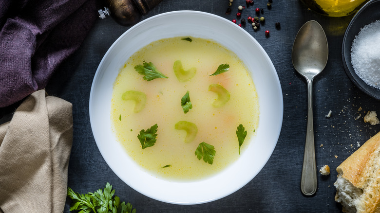vegetable broth in bowl