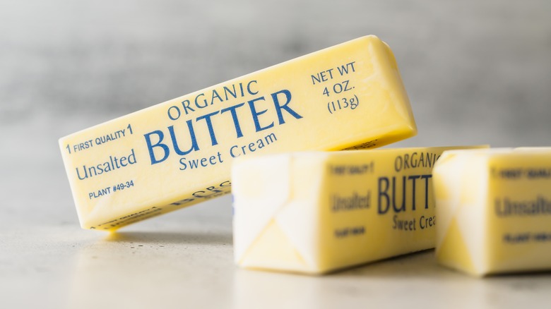 Sticks of unsalted organic butter