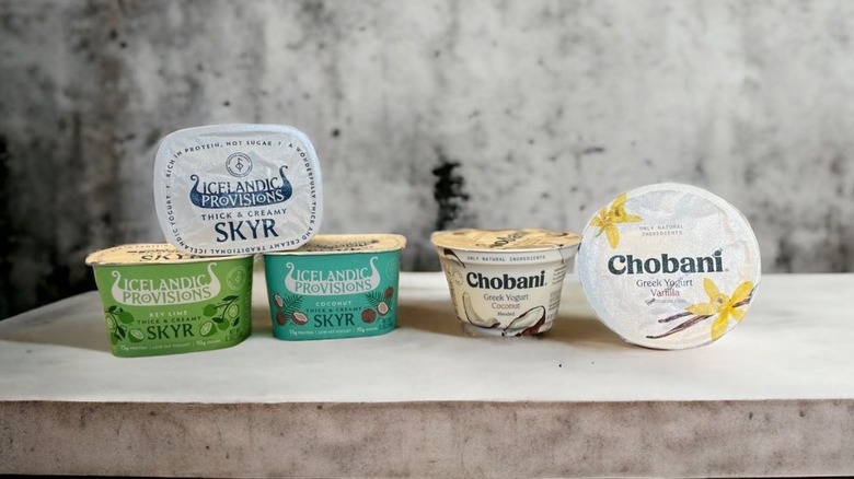 Skyr and Greek yogurt containers