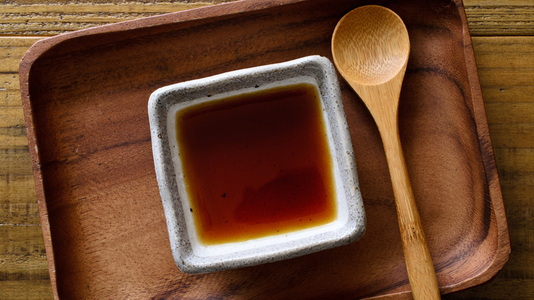 Ponzu sauce in a dish