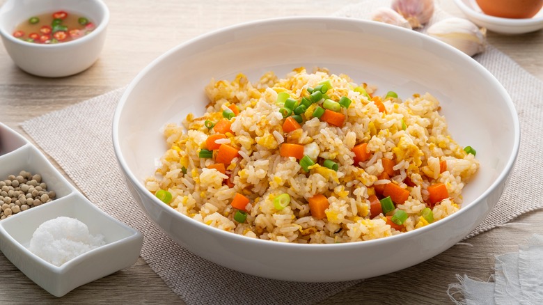 Fried rice in a white bowl