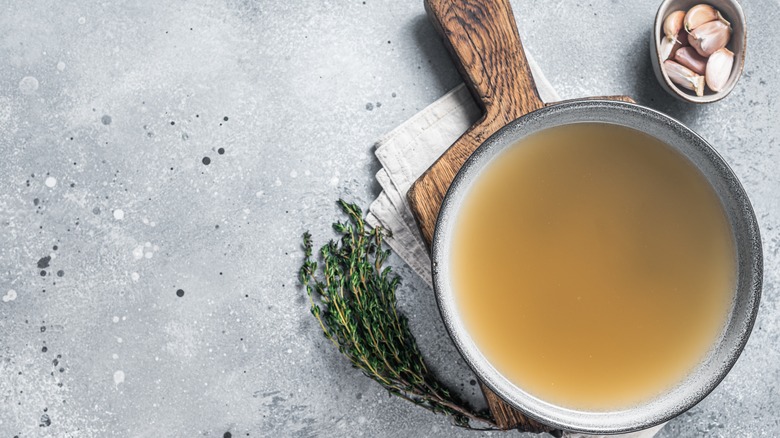 A bowl of vegetable broth