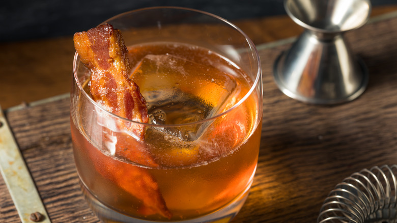 PB&J cocktail with bacon fat wash garnish