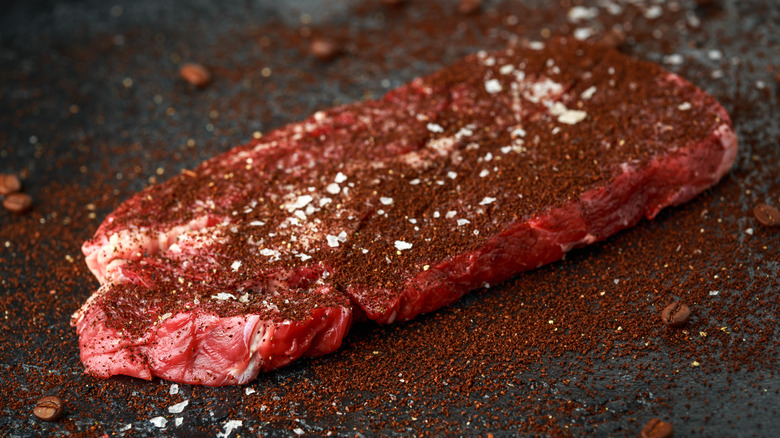 seasoning on a steak