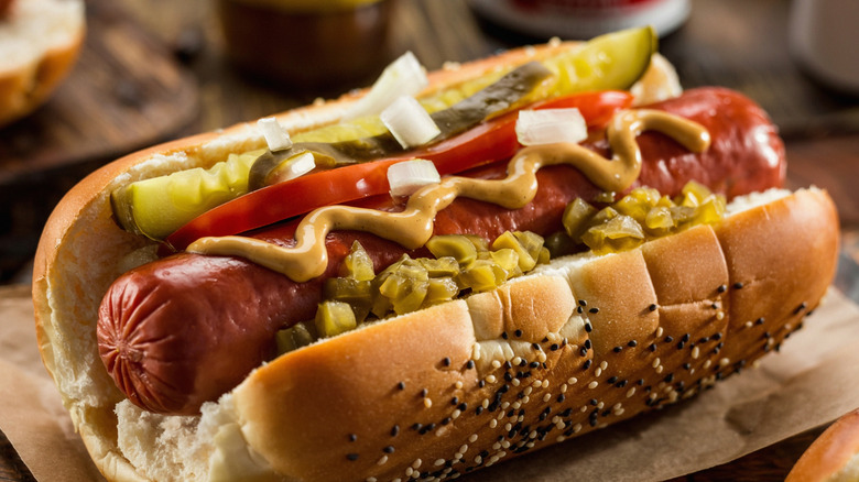 Chicago style hot dog.