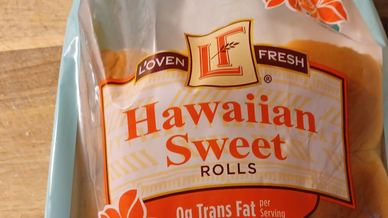 Aldi's L'oven Fresh Hawaiian sweet rolls can be seen close-up