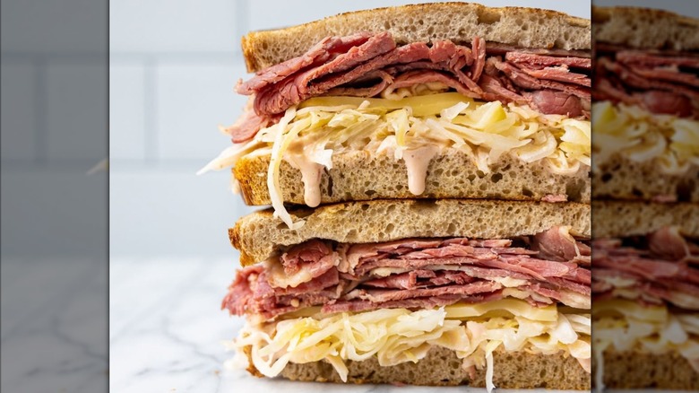Cross section of the classic Reuben from Zingerman's Deli