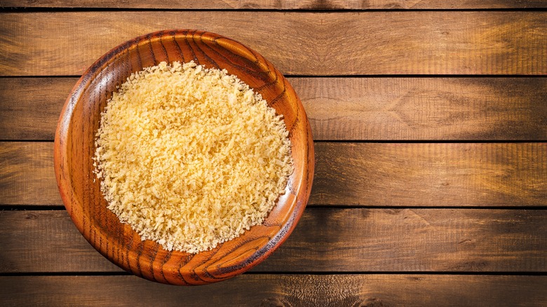 bowl of panko bread crumbs