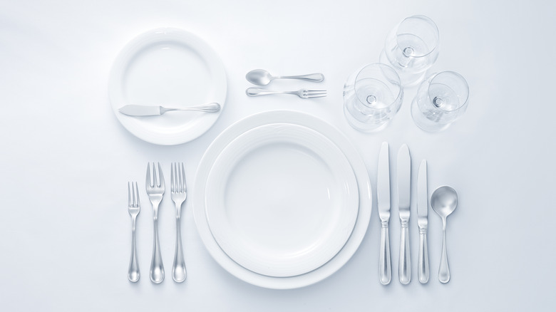 Full table setting for a formal dinner