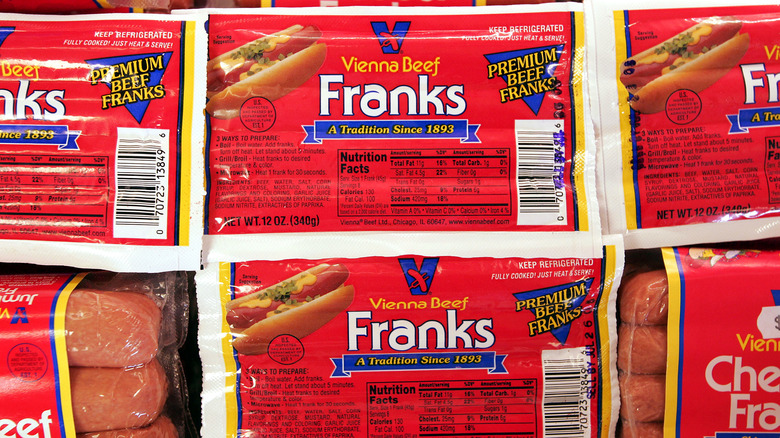 Packages of Vienna Beef Franks