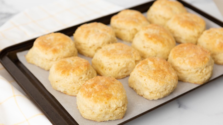 baking sheet of buttermilk biscuits