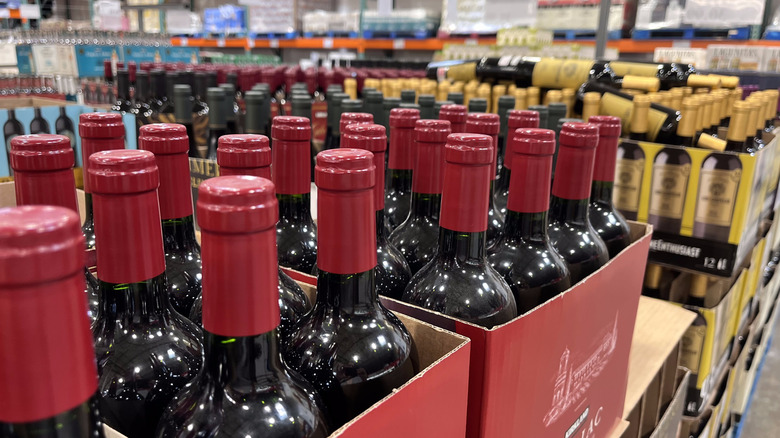 A Costco wine section.