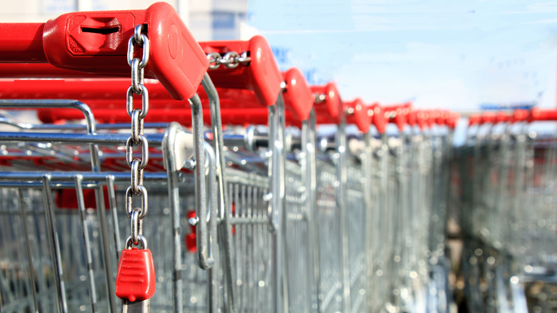 Aldi carts locked together