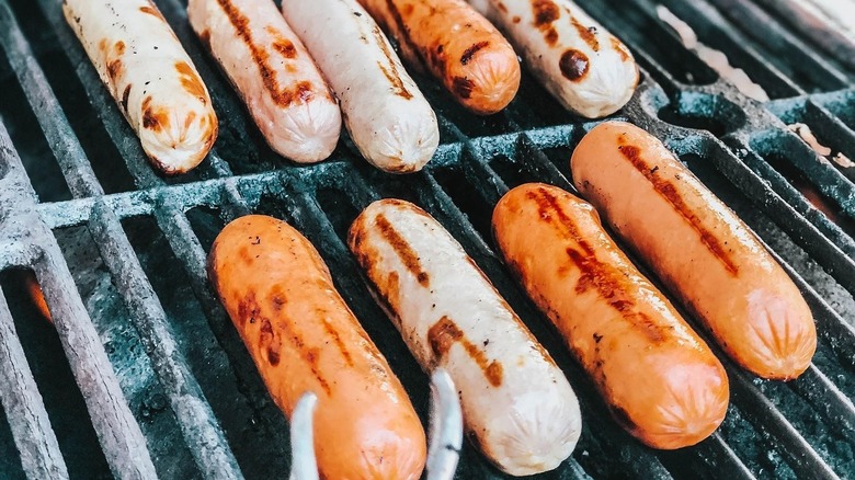 Grilled white and red hots