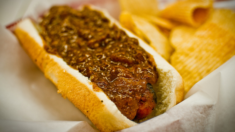 Half smoke hot dog at Ben's Chili Bowl