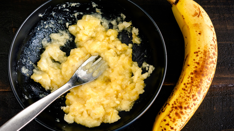 banana mashed in a bowl