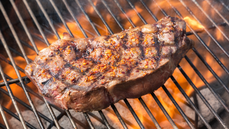 New York Strip steak grilling