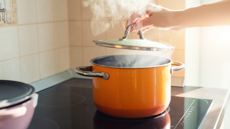 pot of soup on the stove