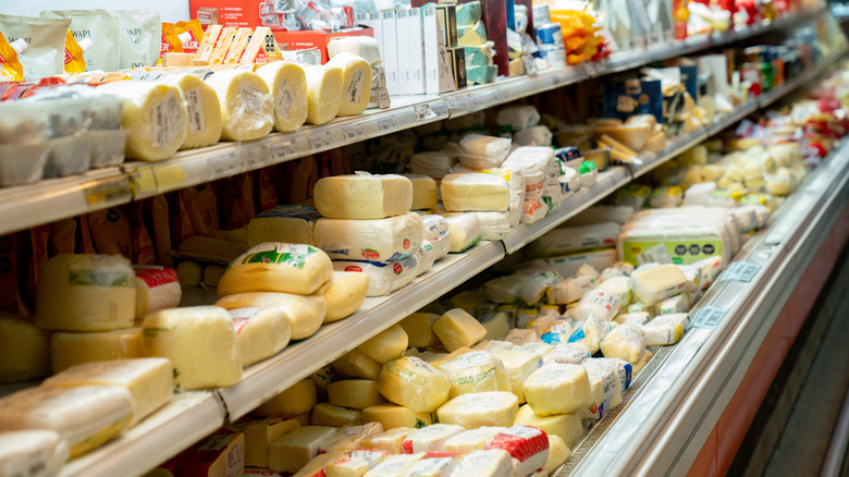 cheese aisle in supermarket