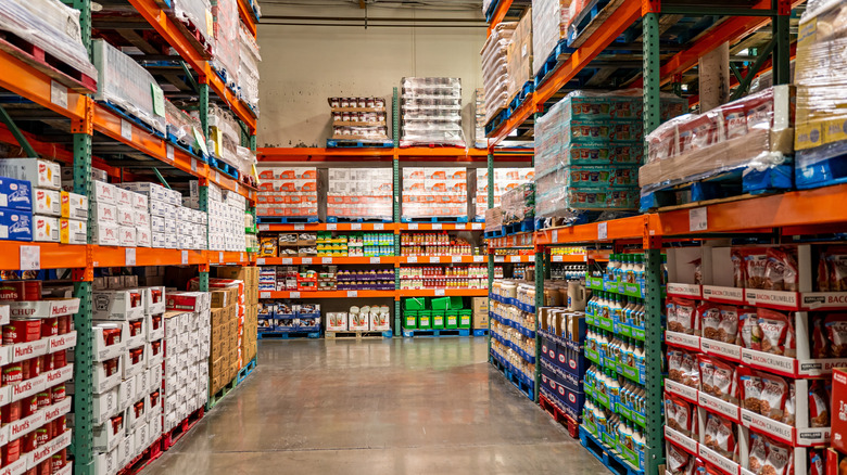 The interior of a Costco.