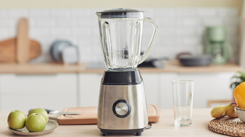 Blender on a kitchen counter.