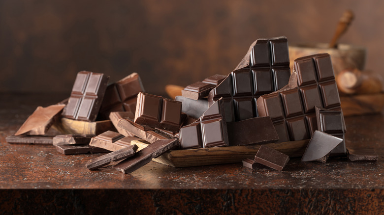 A pile of broken chocolate bars.