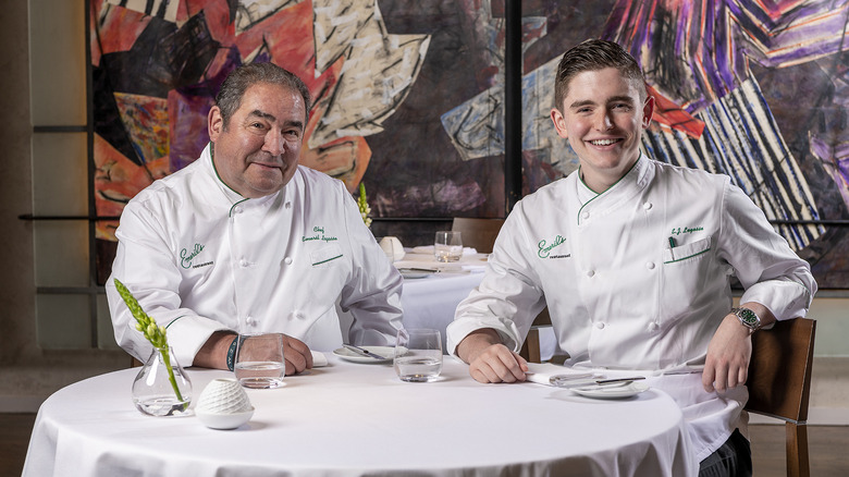 Emeril Lagasse and son EJ smiling