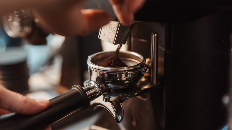 Coffee grounds in grinder