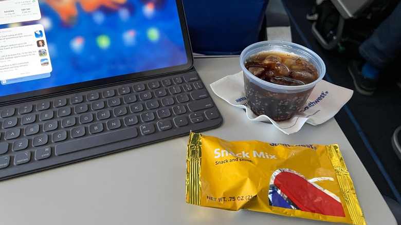 airline soda and snacks 