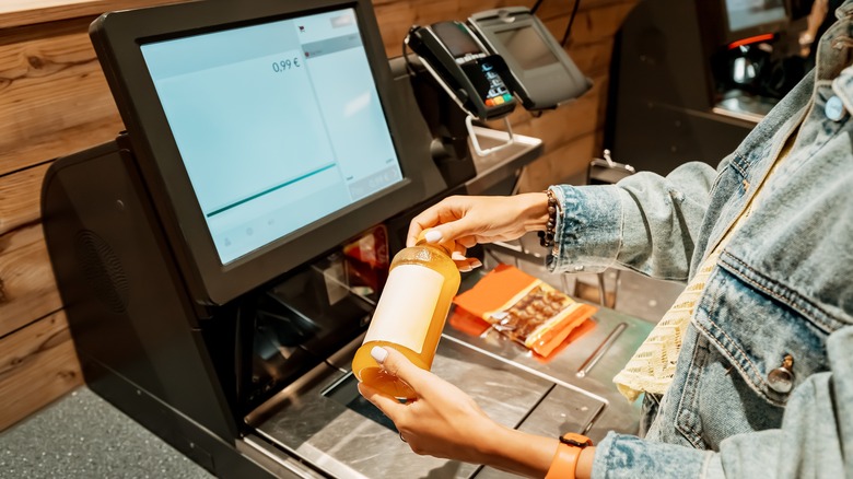 Shopper using self-checkout