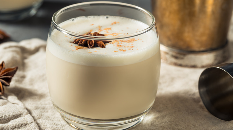 Bourbon milk punch with nutmeg