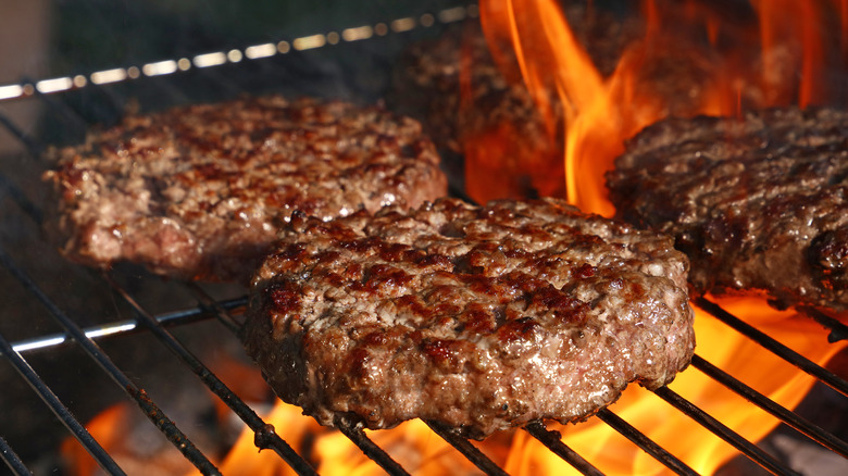 Burger patties on grill