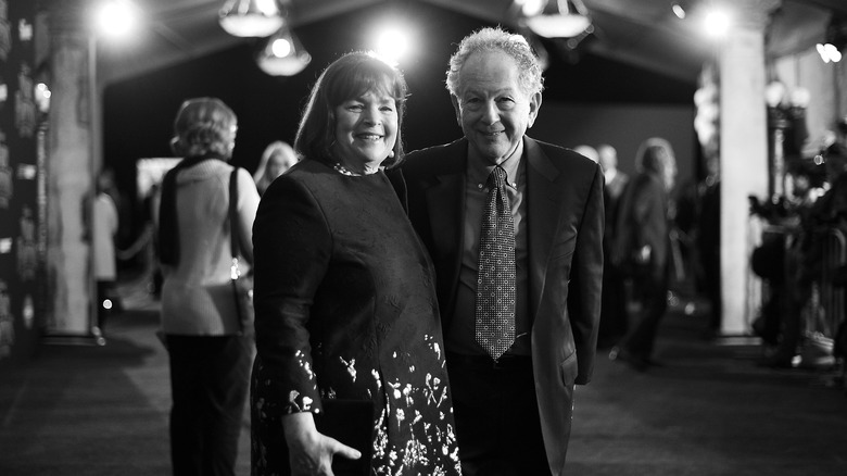 Black and white photo of Ina Garten with Jeffrey Garten at event