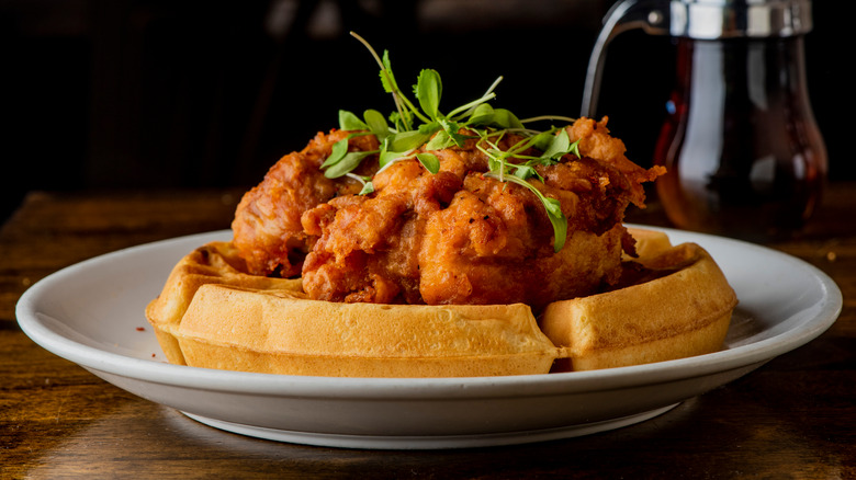 Buttermilk fried chicken and waffles