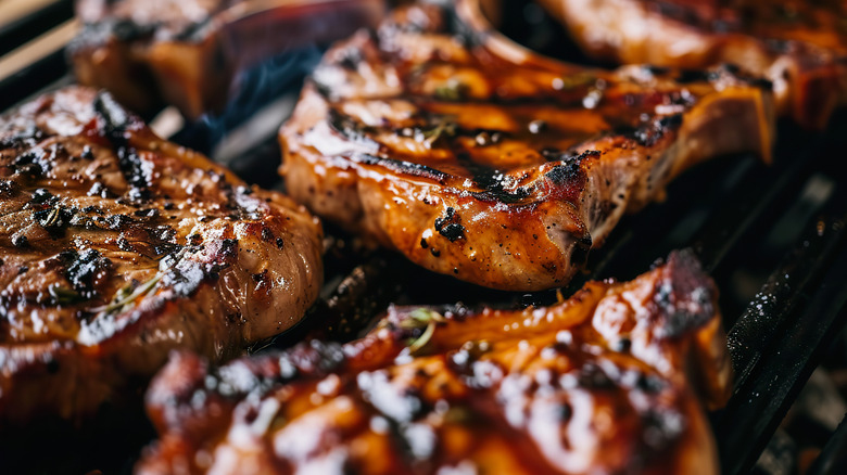 Barbecue pork chops resting on a table