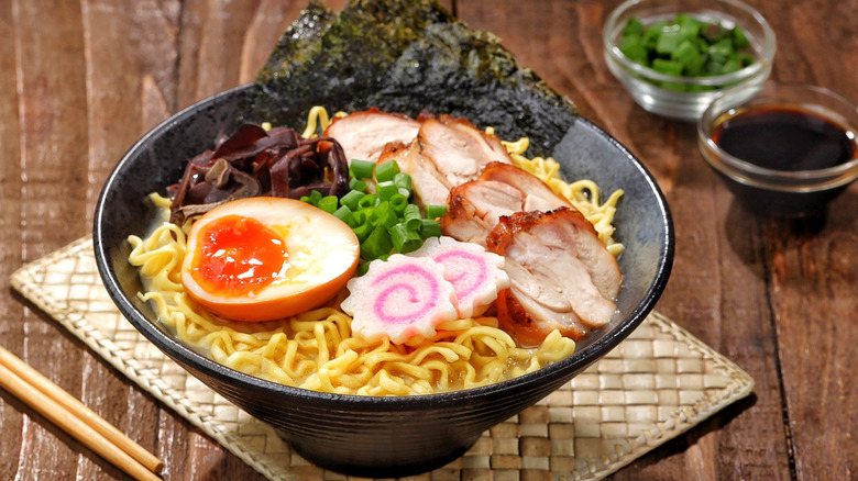 A Japanese tonkotsu ramen bowl.