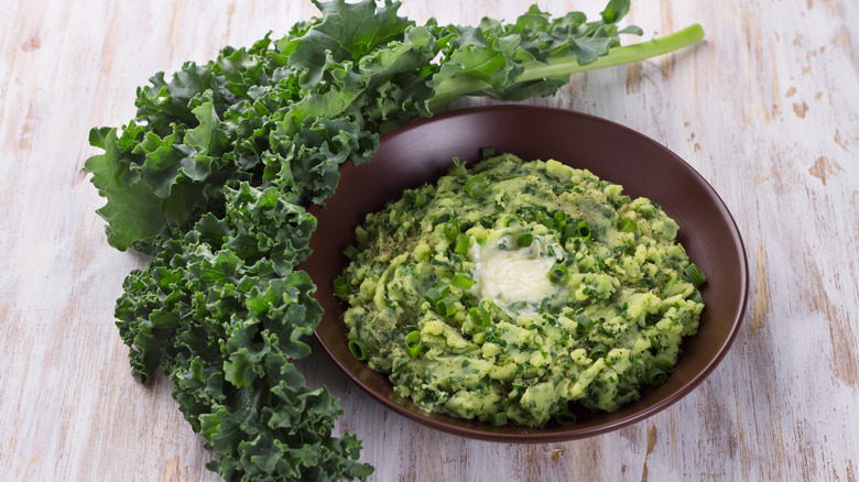 Irish colcannon mashed potatoes with kale