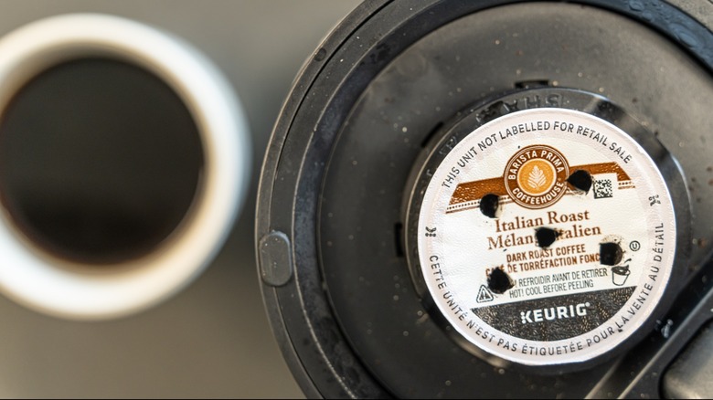 Keurig machine making coffee.