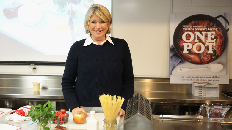 Martha Stewart on set.