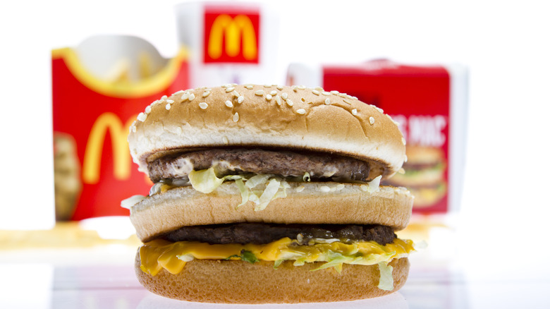 A McDonald's burger in its box.