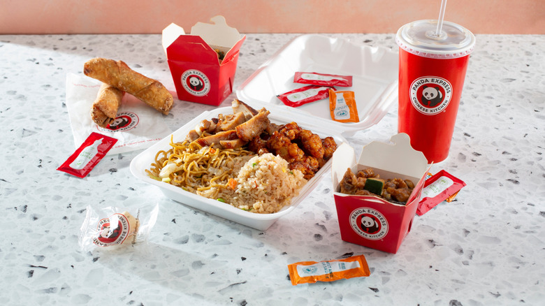 Panda Express meal featuring orange chicken.