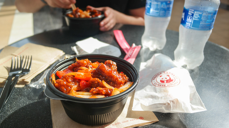 A bowl of orange chicken from Panda Express.